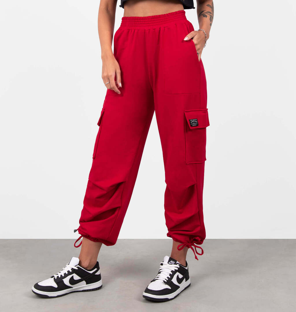 Calça Cargo De Moletinho Com Pregas