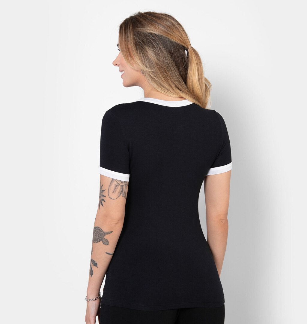 Blusa Bicolor Com Manga Curta
