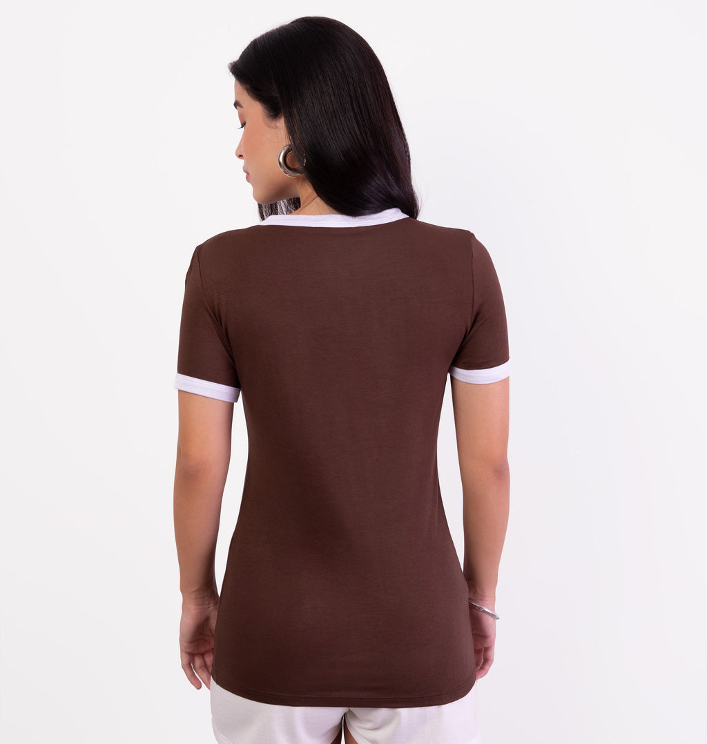 Blusa Bicolor Com Manga Curta