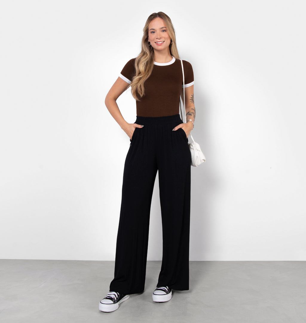 Blusa Bicolor Com Manga Curta