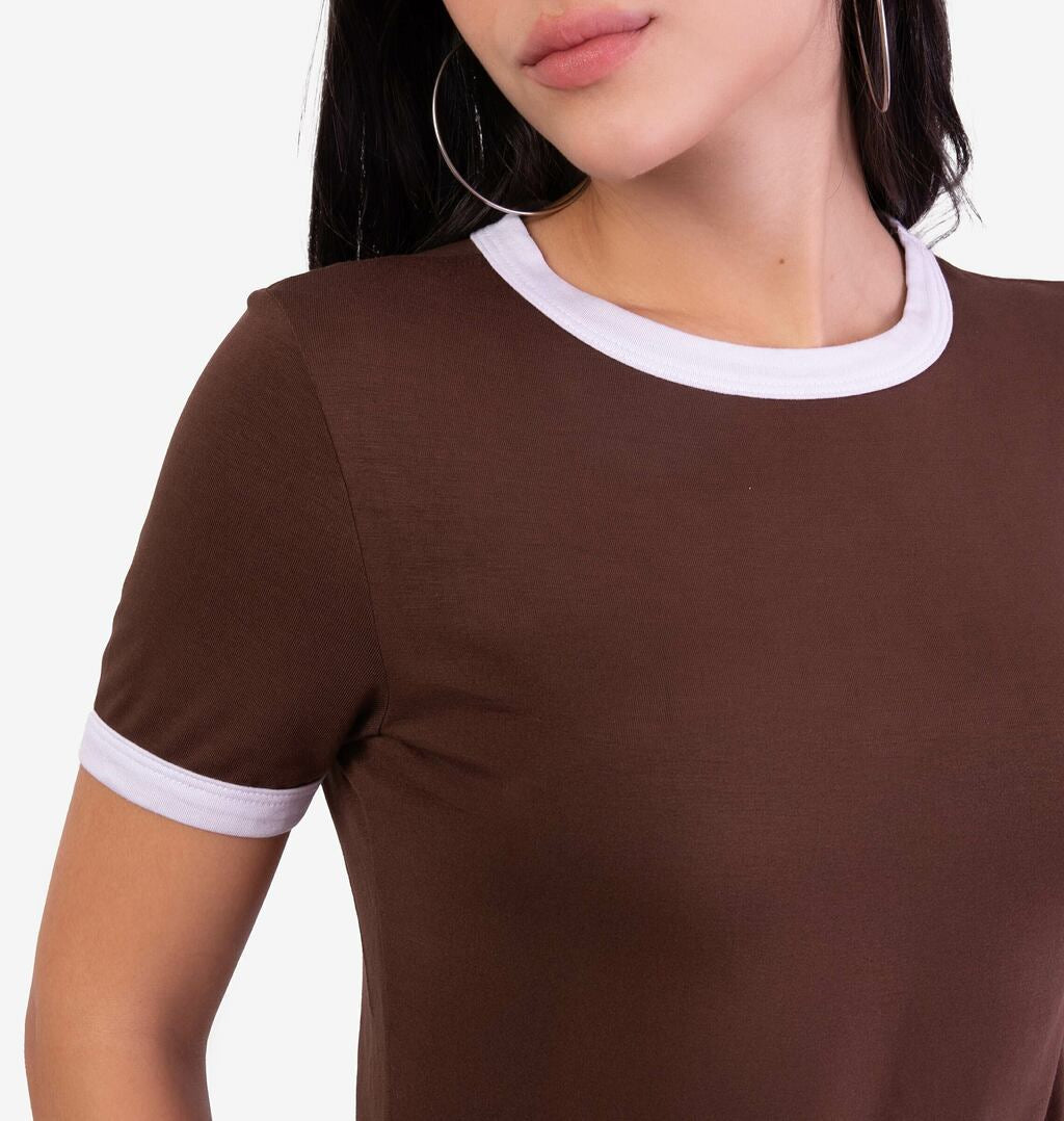 Blusa Bicolor Com Manga Curta