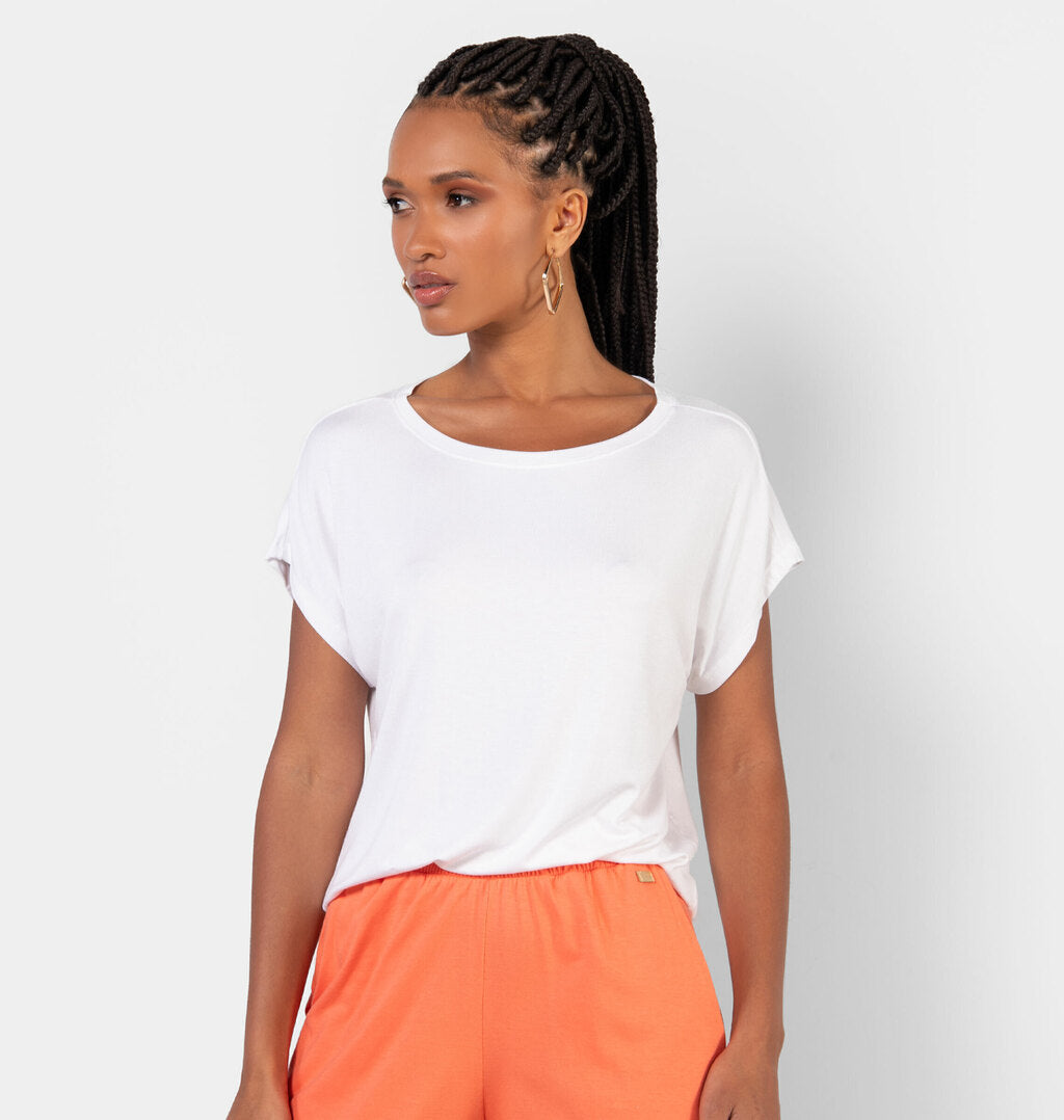 Blusa Básica Decote Canoa