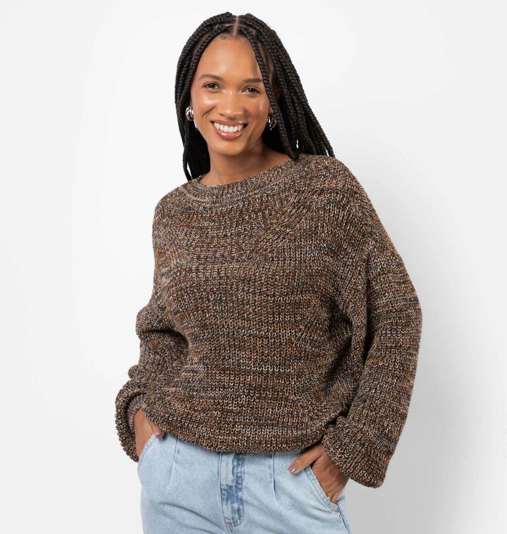 Blusa Manga Longa Oversized Em Tricot