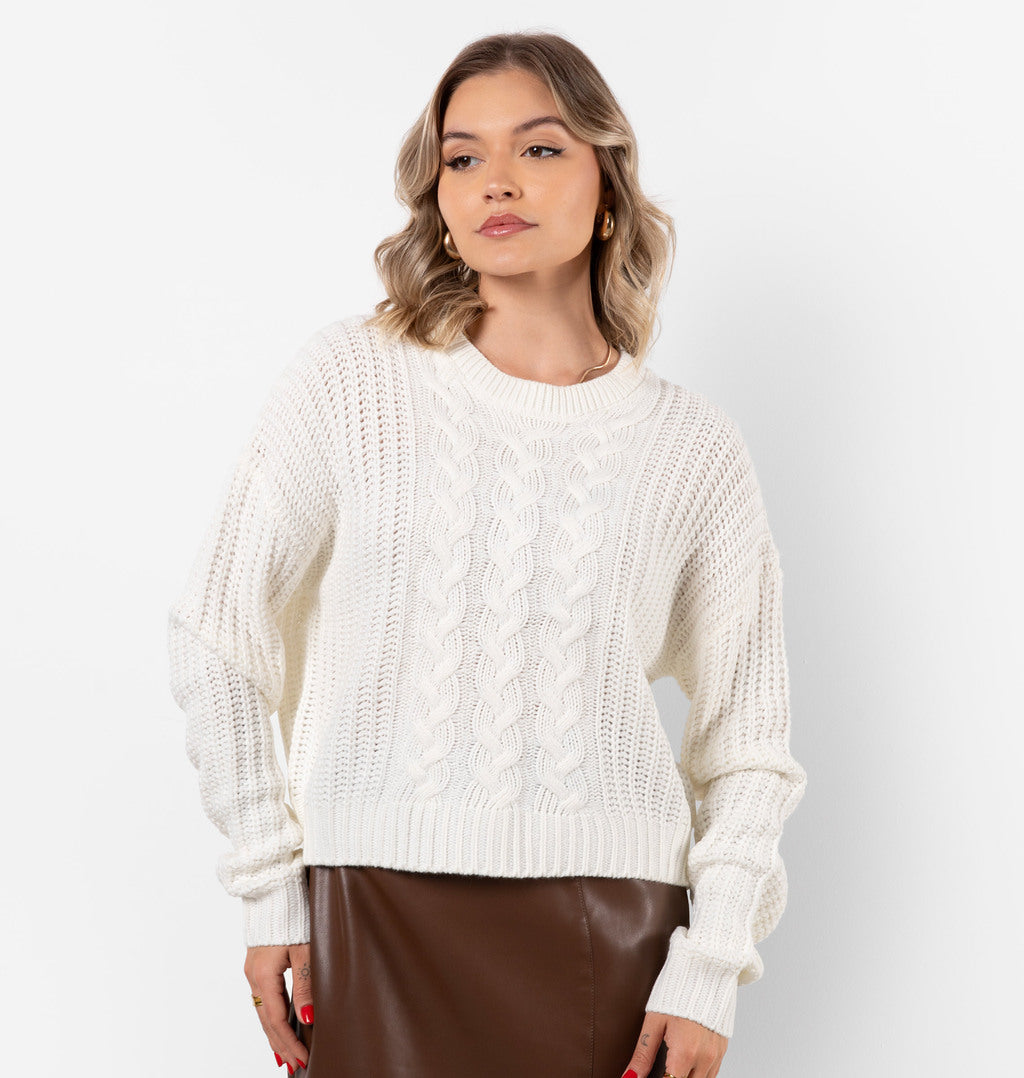 Blusa Com Gola Redonda Em Tricot