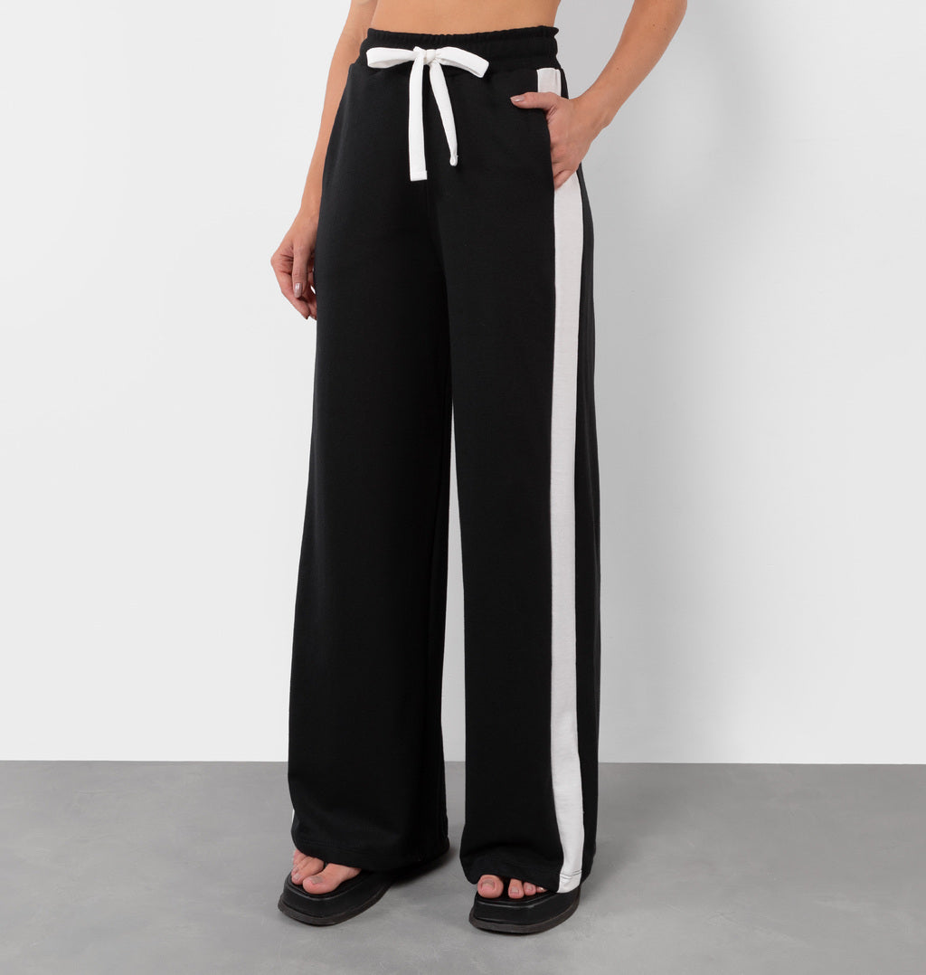 Calça Wide Leg Bicolor