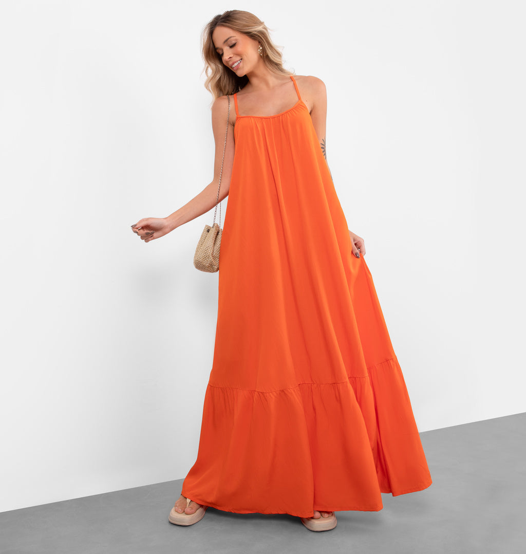 Vestido Longo Com Recorte Maria