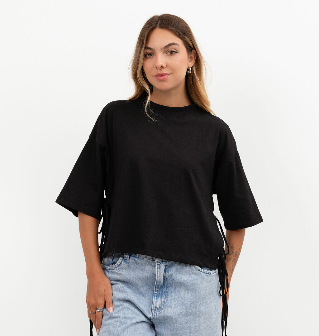 T-Shirt Meia Malha Com Amarração