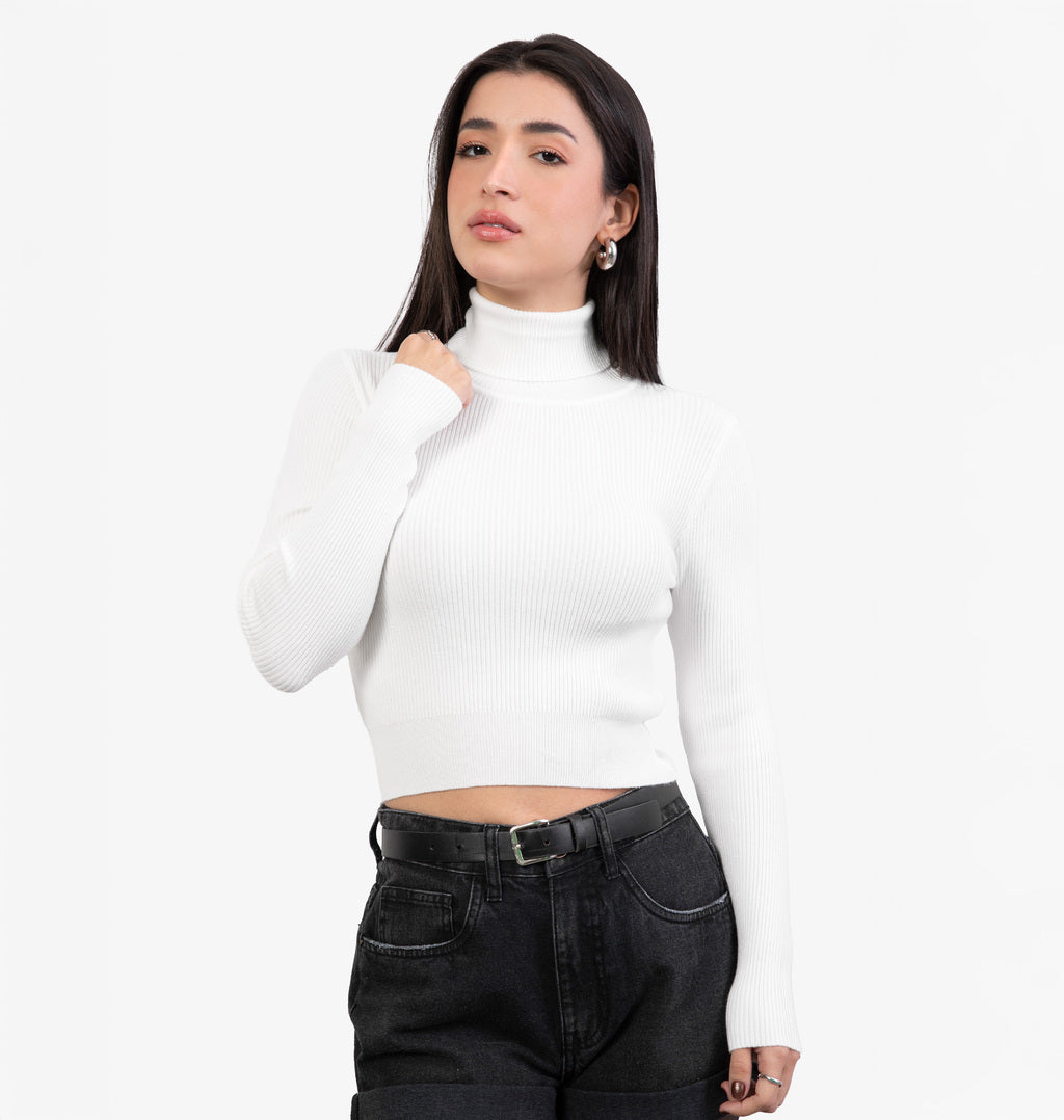 Blusa Modal com Manga Longa e Gola Alta