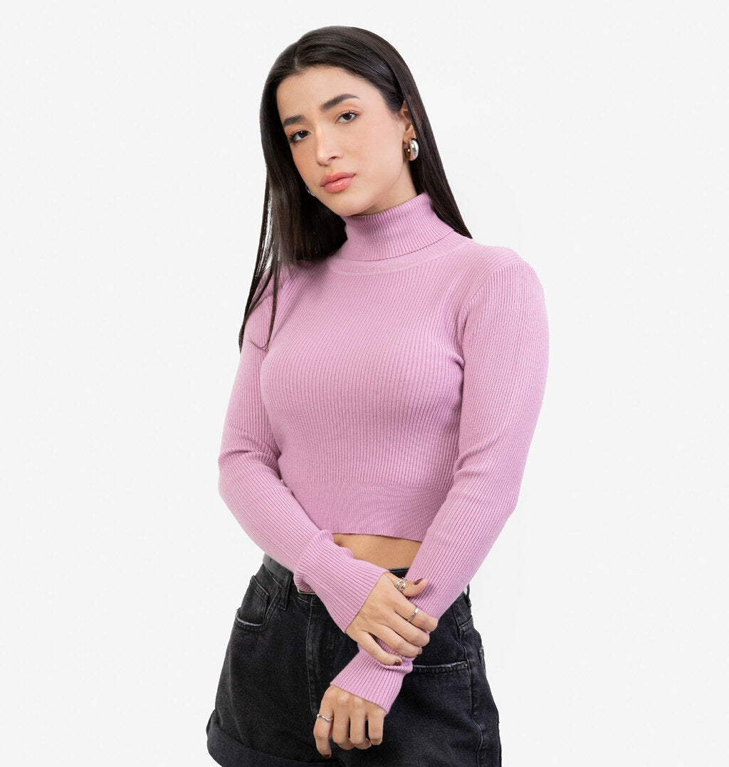 Blusa Modal com Manga Longa e Gola Alta