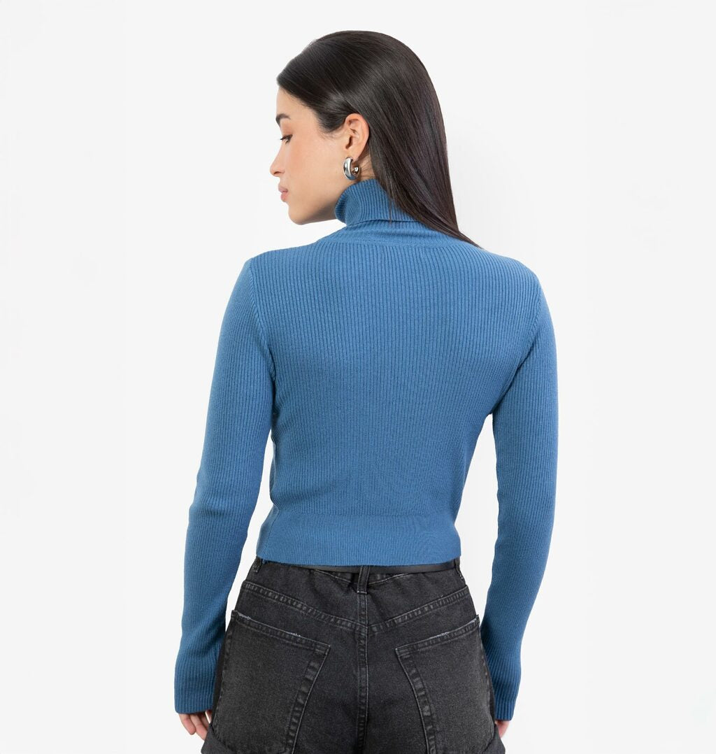 Blusa Modal com Manga Longa e Gola Alta