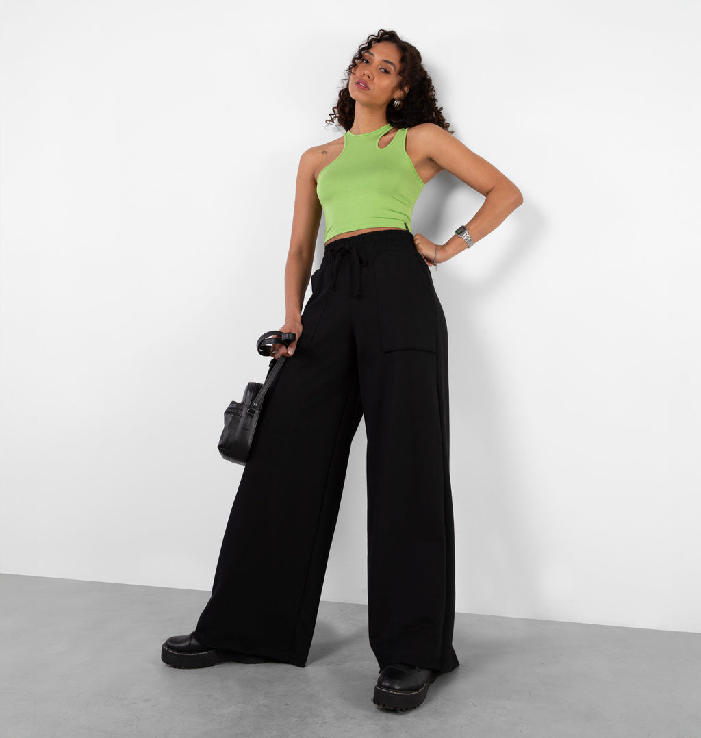 Calça Pantalona Moletinho Bolso A Fio