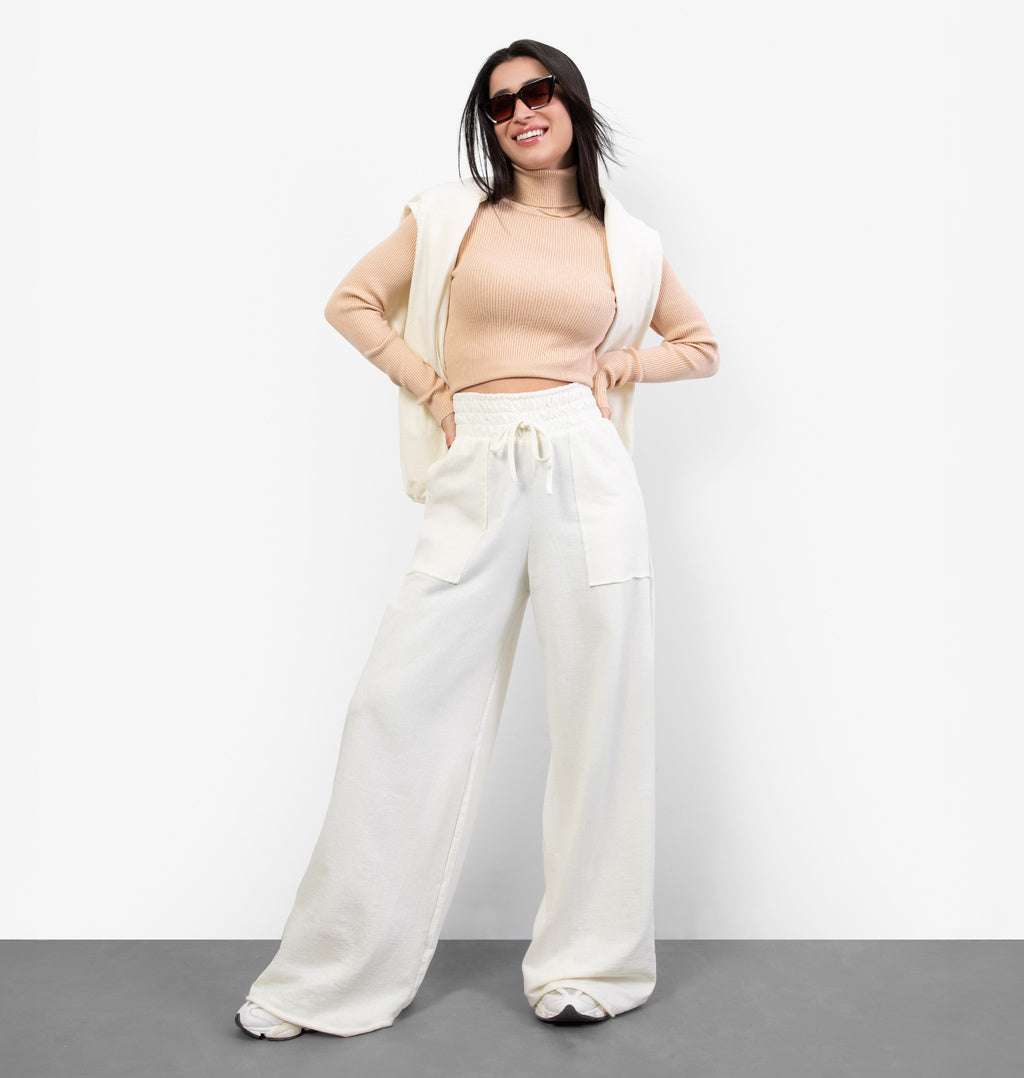Calça Pantalona Moletinho Bolso A Fio