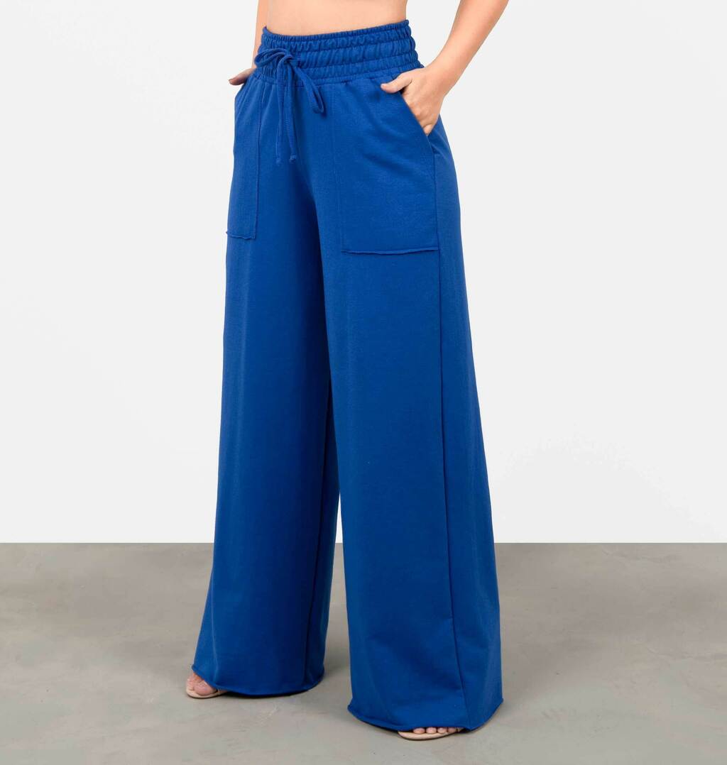 Calça Pantalona Moletinho Bolso A Fio
