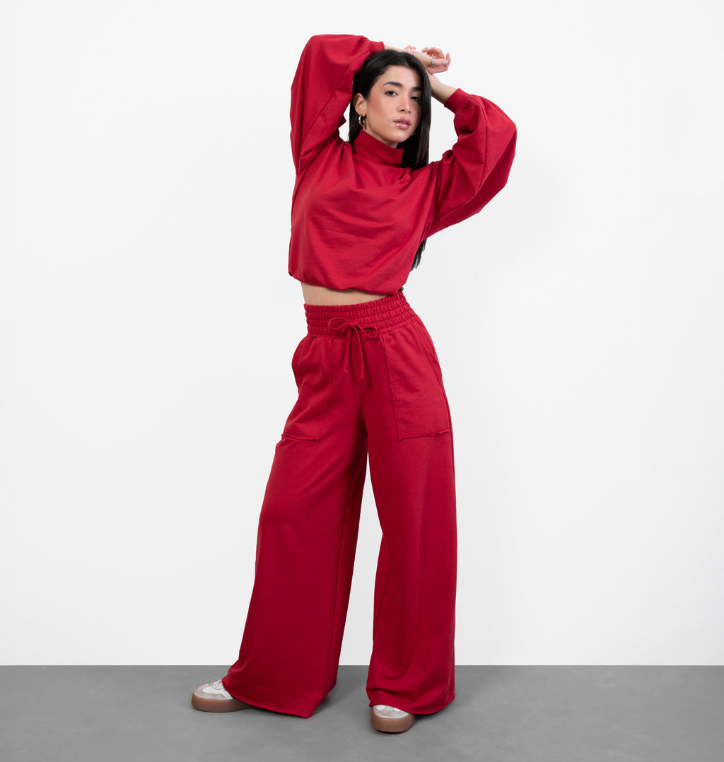 Calça Pantalona Moletinho Bolso A Fio