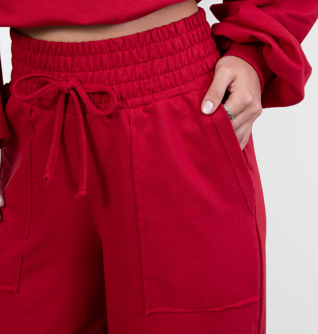 Calça Pantalona Moletinho Bolso A Fio