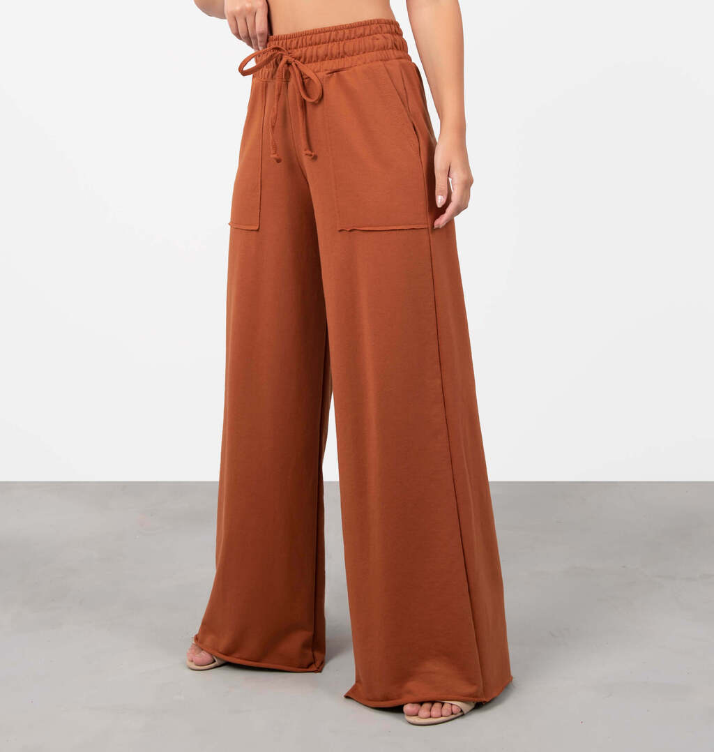 Calça Pantalona Moletinho Bolso A Fio