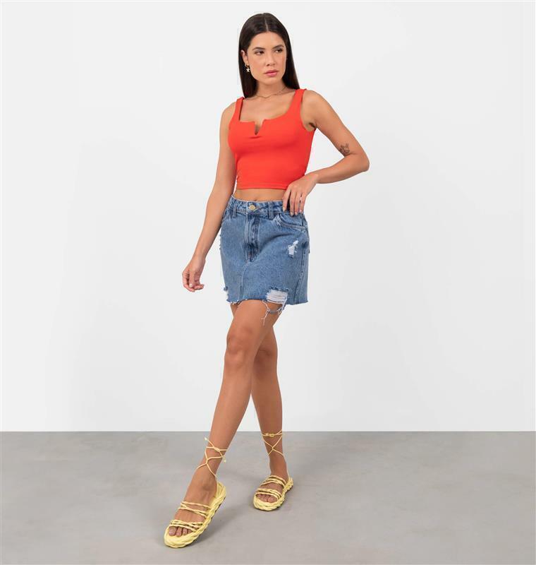 Cropped Básica Decote Em V