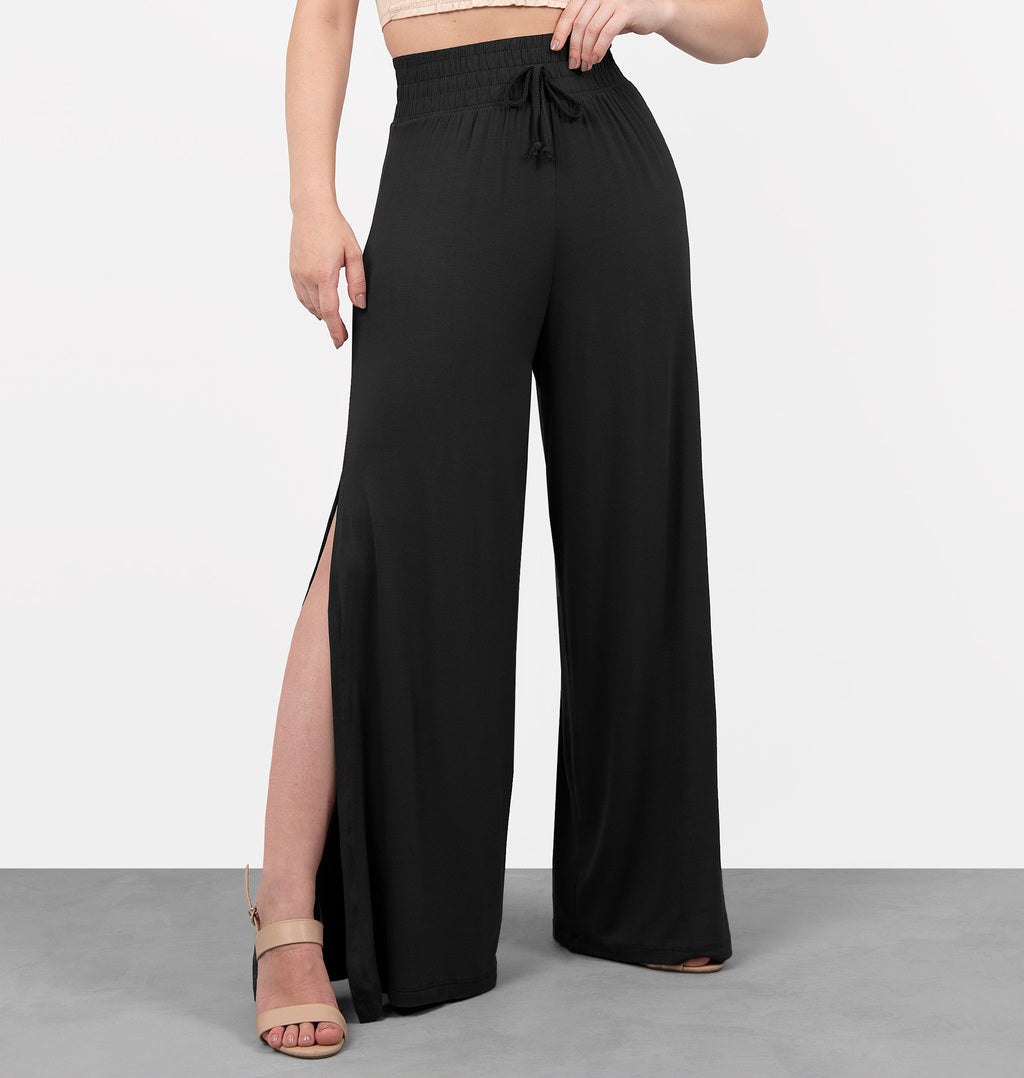 Calça Pantalona Com Fenda Lateral