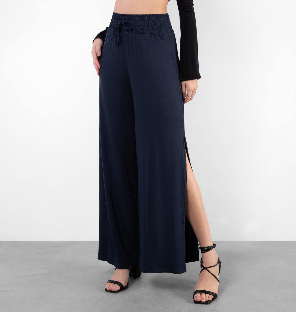 Calça Pantalona Com Fenda Lateral