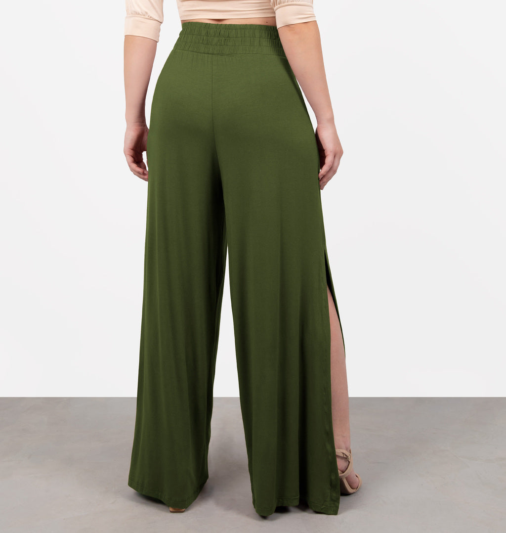 Calça Pantalona Com Fenda Lateral