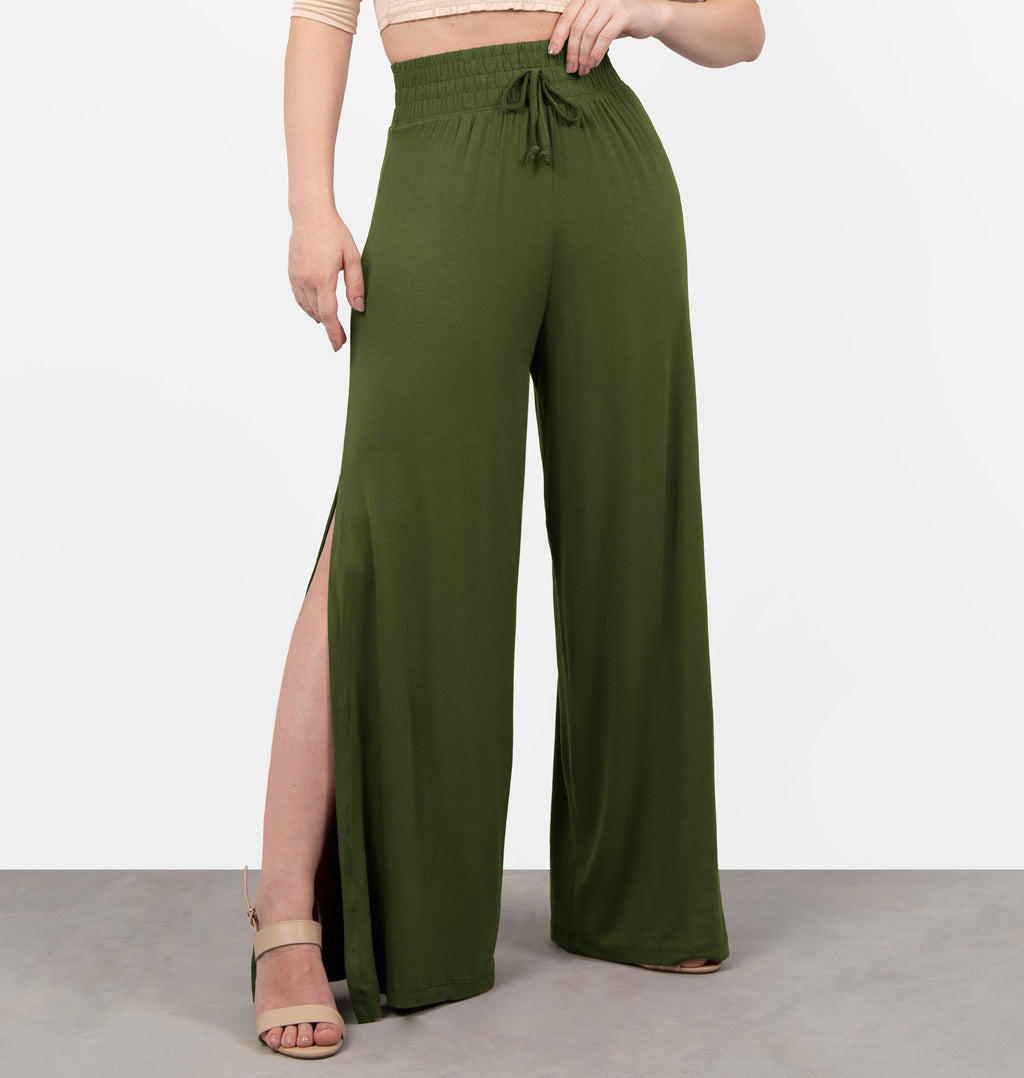 Calça Pantalona Com Fenda Lateral