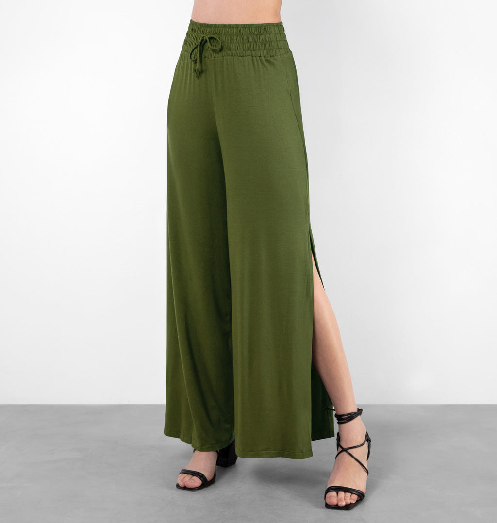 Calça Pantalona Com Fenda Lateral
