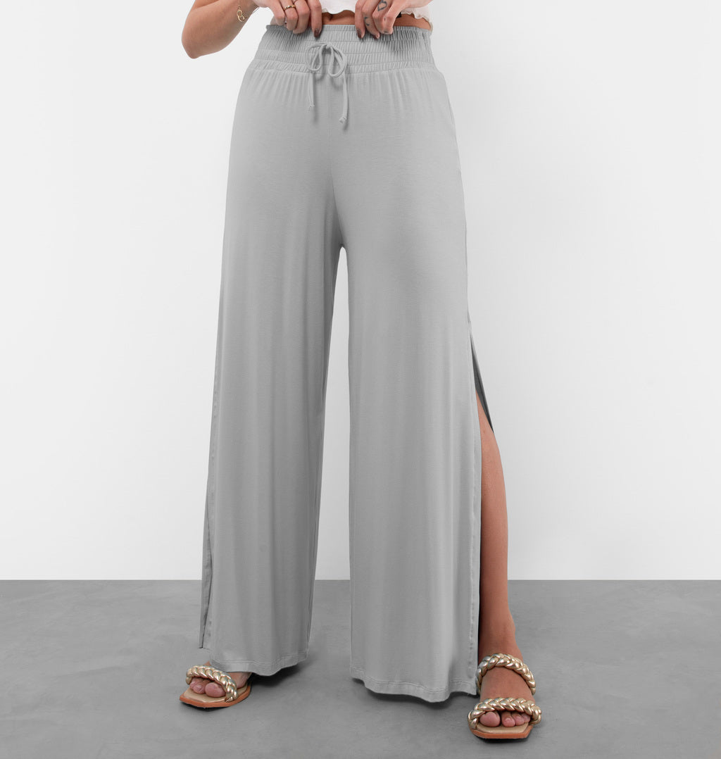 Calça Pantalona Com Fenda Lateral