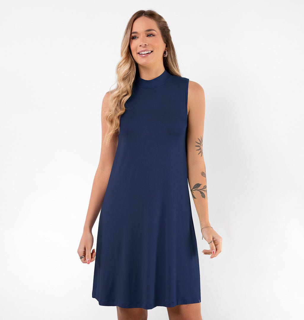 Vestido Curto Com Gola