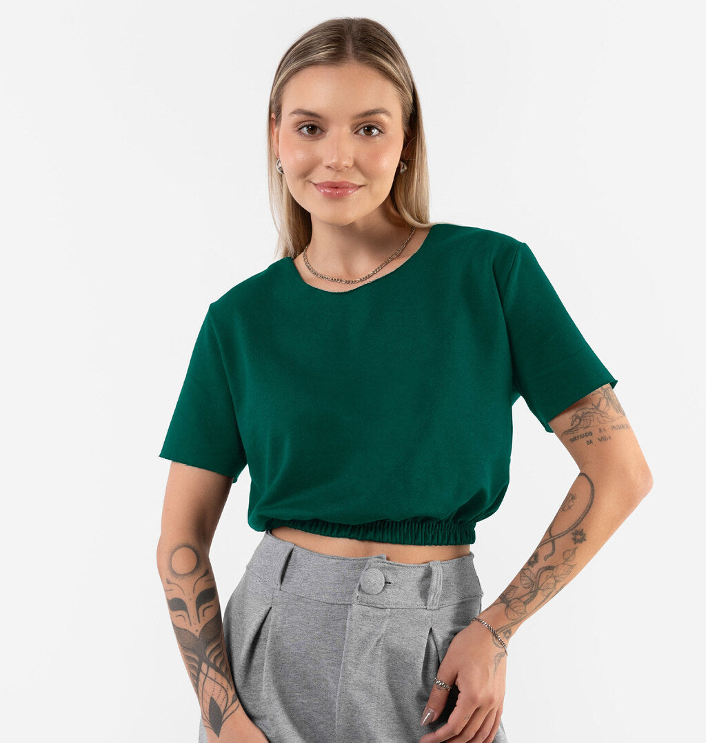 Blusa Cropped Com Elástico