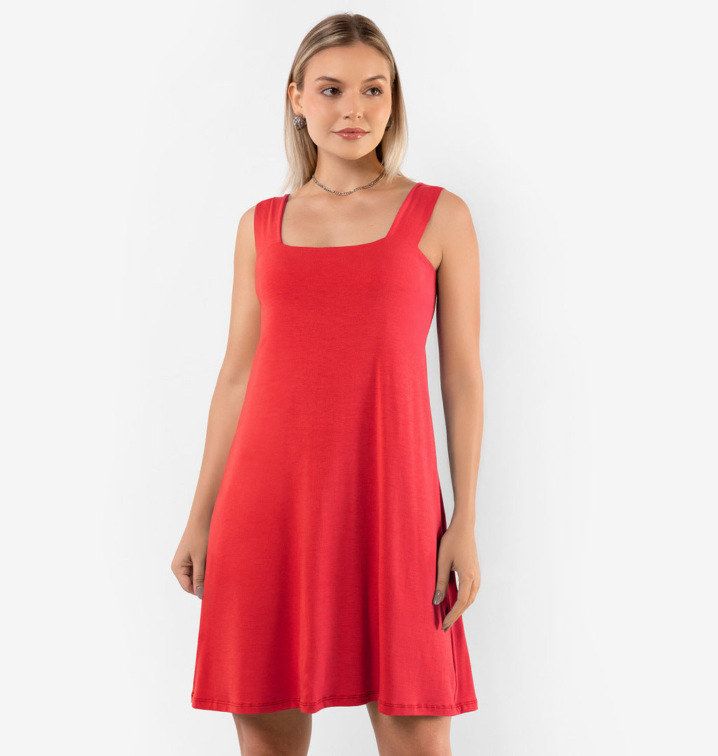 Vestido Curto Decote Reto