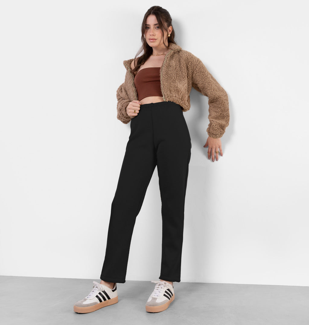 Calça Básica Reta Peluciada