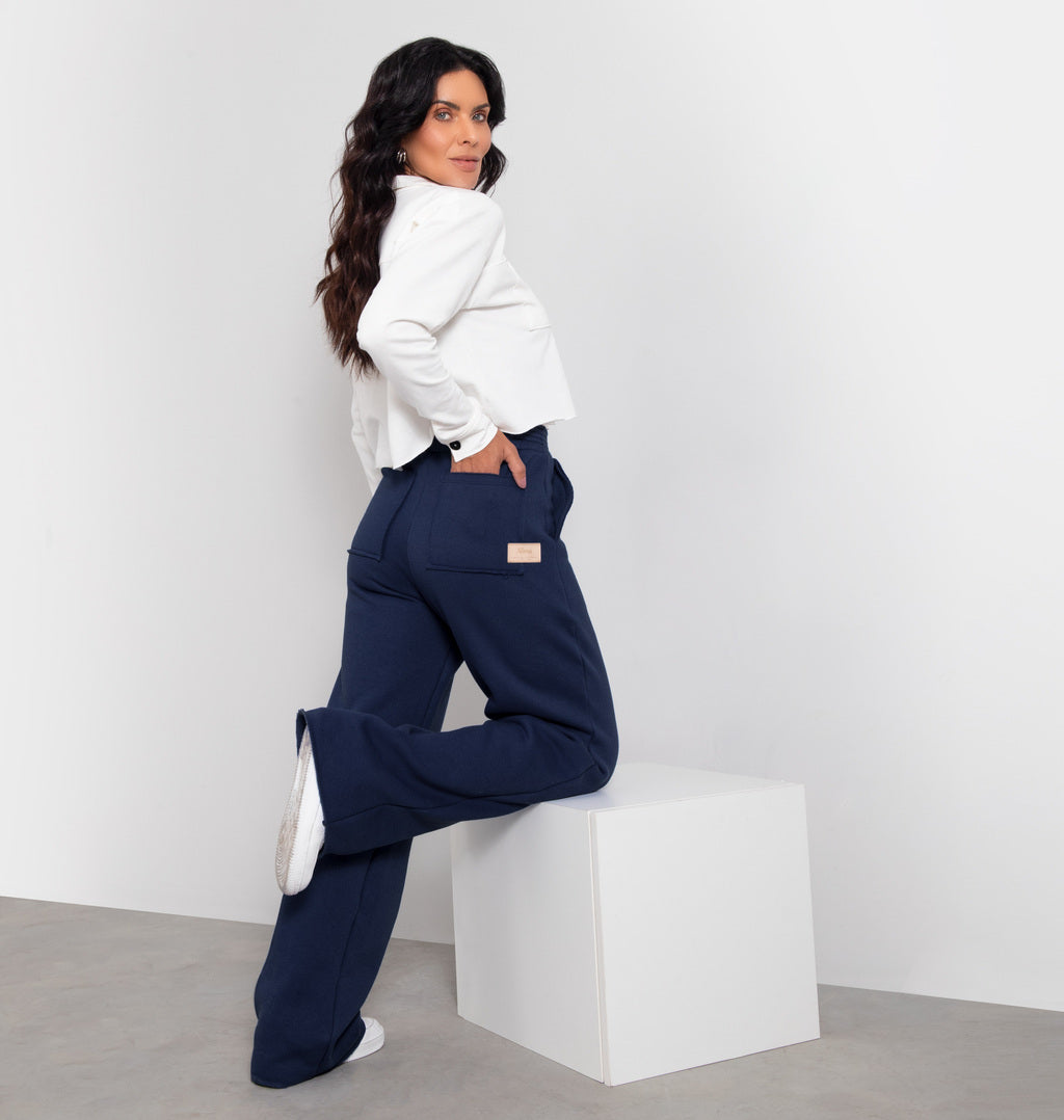 Calça Wide Leg Peluciada