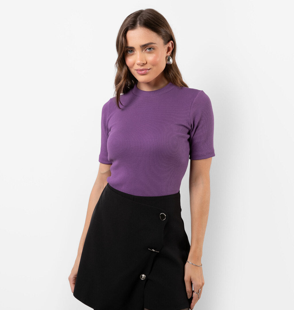 Blusa Básica Meia Gola De Ribana
