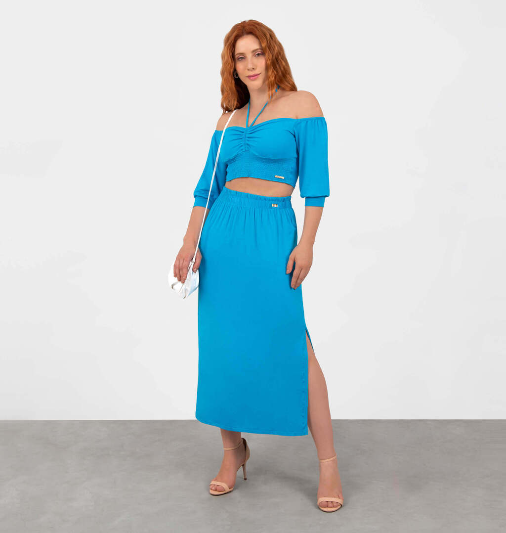 Blusa Cropped Com Barra Lastex