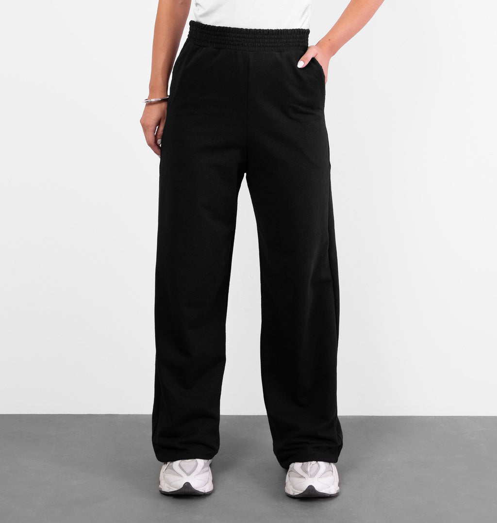 Calça Wide Leg Moletinho Com Bolso Posterior