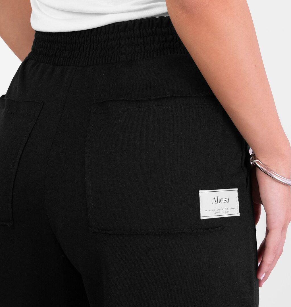 Calça Wide Leg Moletinho Com Bolso Posterior