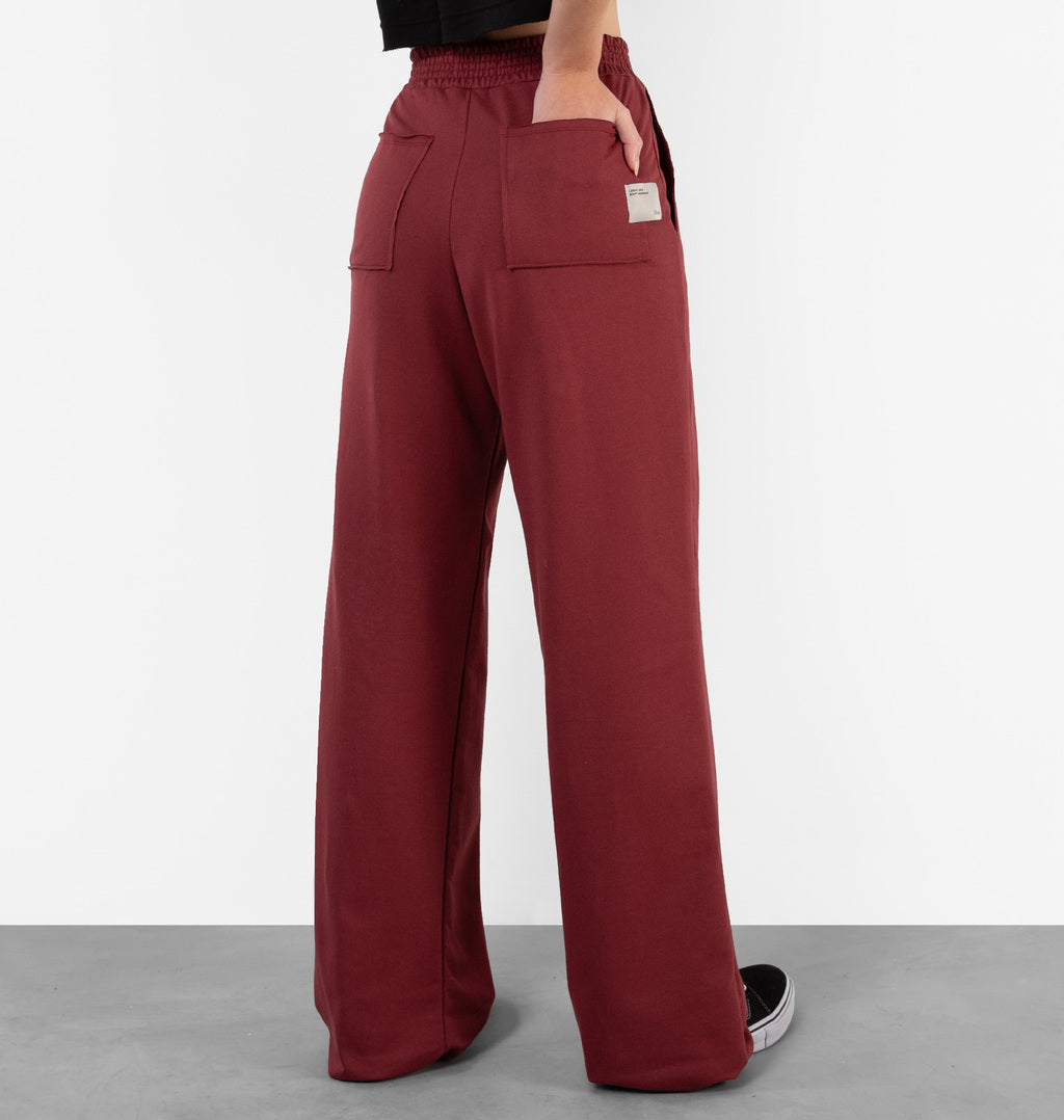 Calça Wide Leg Moletinho Com Bolso Posterior