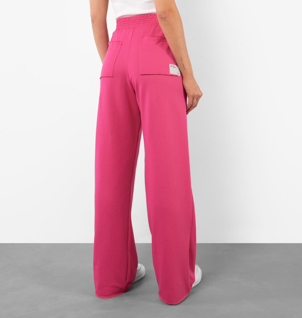 Calça Wide Leg Moletinho Com Bolso Posterior