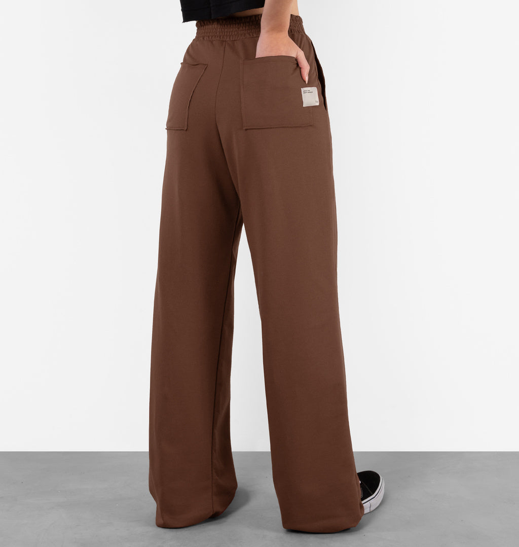 Calça Wide Leg Moletinho Com Bolso Posterior