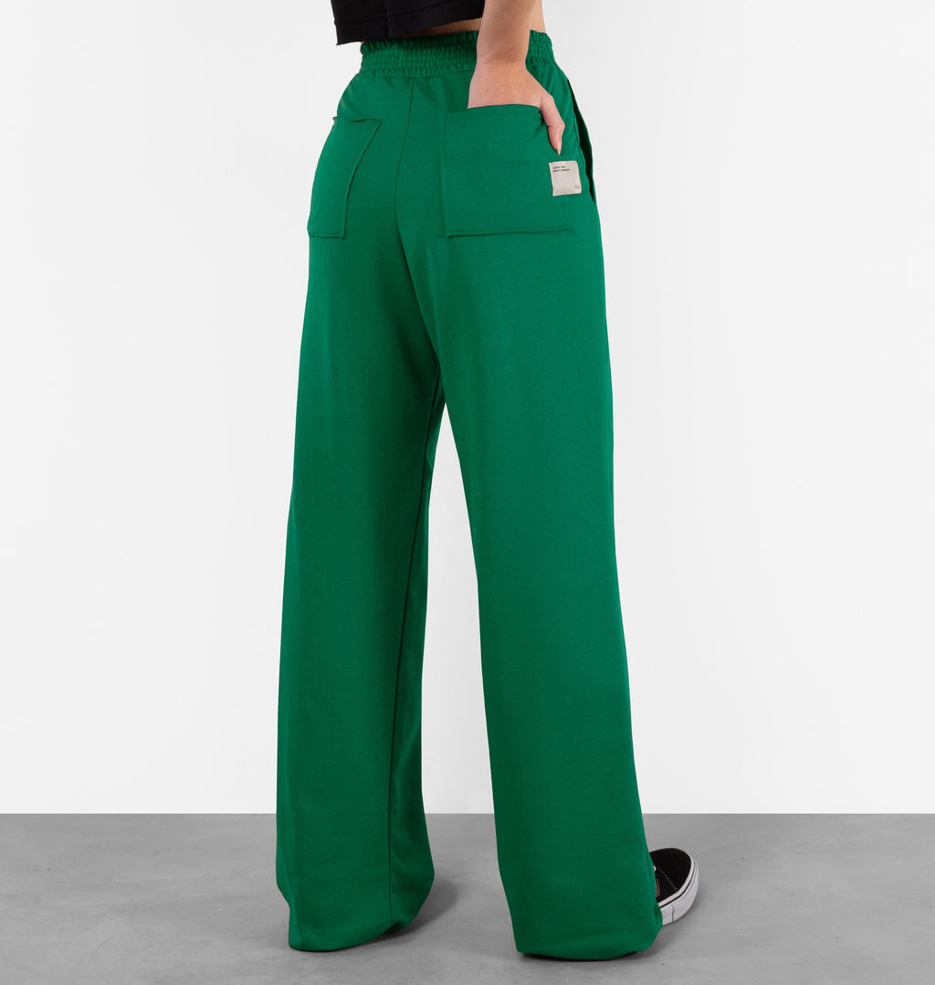 Calça Wide Leg Moletinho Com Bolso Posterior