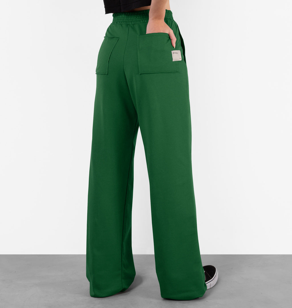 Calça Wide Leg Moletinho Com Bolso Posterior