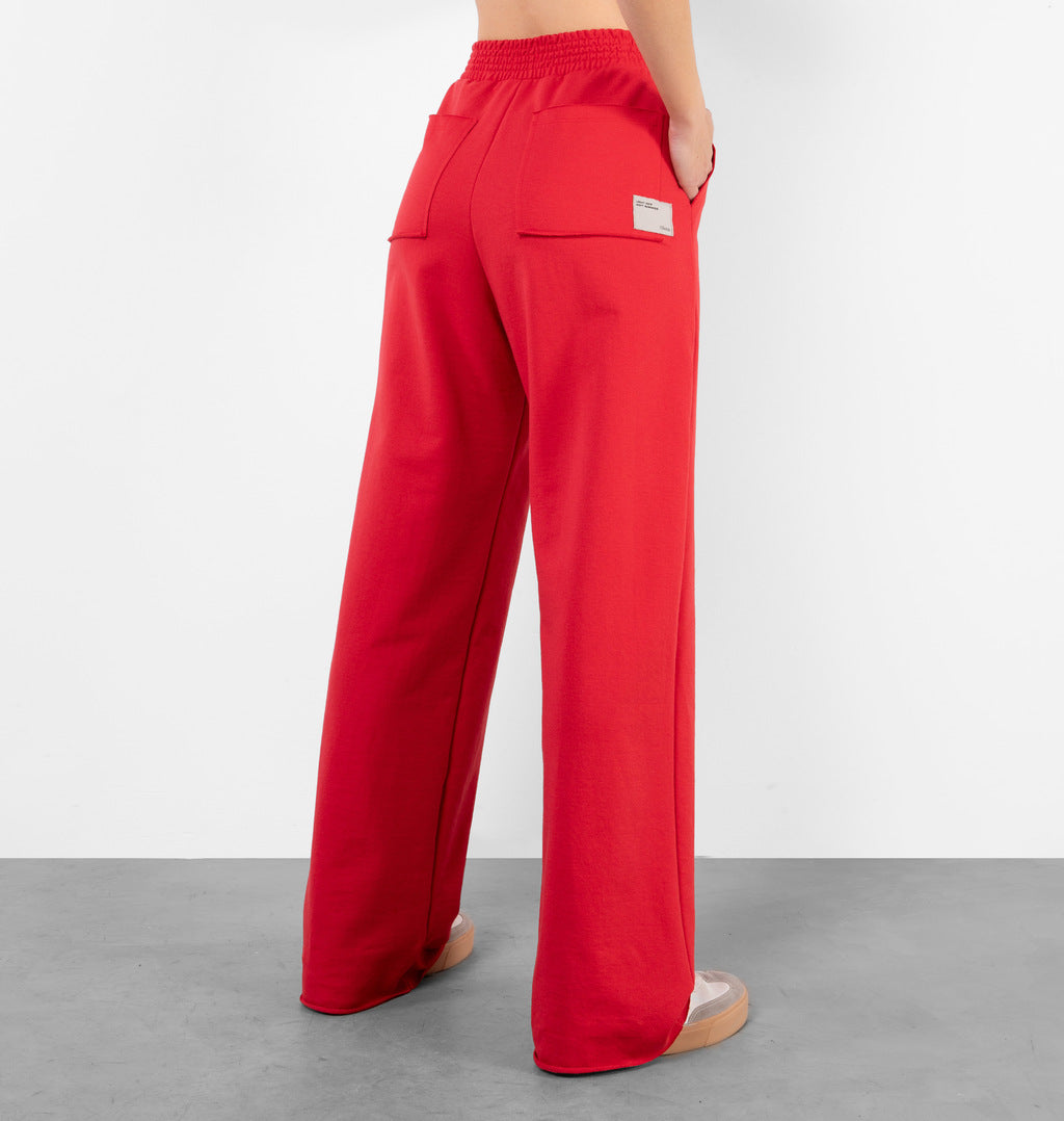 Calça Wide Leg Moletinho Com Bolso Posterior
