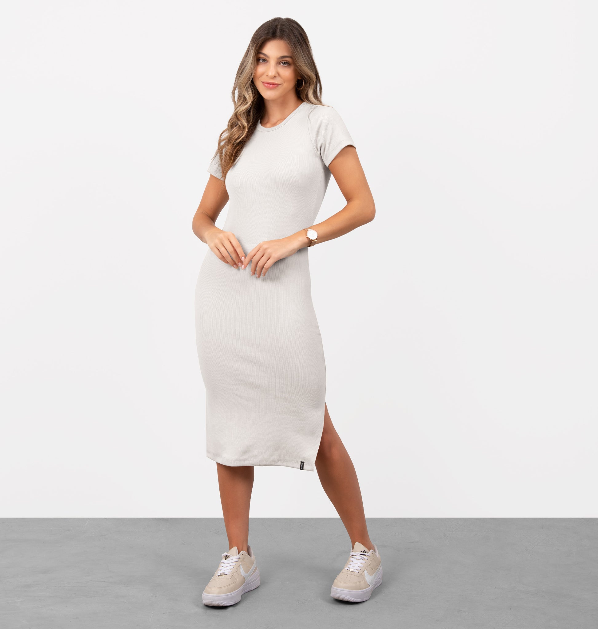 Vestido Midi A Fio Em Ribana