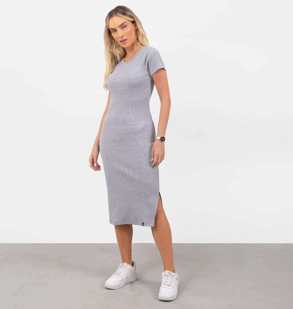 Vestido Midi A Fio Em Ribana