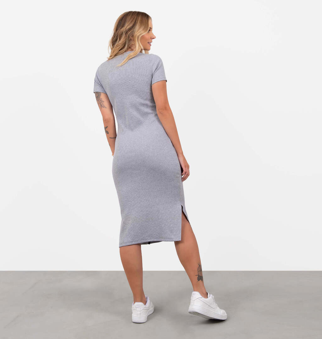 Vestido Midi A Fio Em Ribana