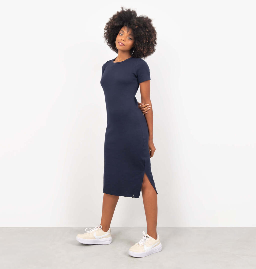 Vestido Midi A Fio Em Ribana