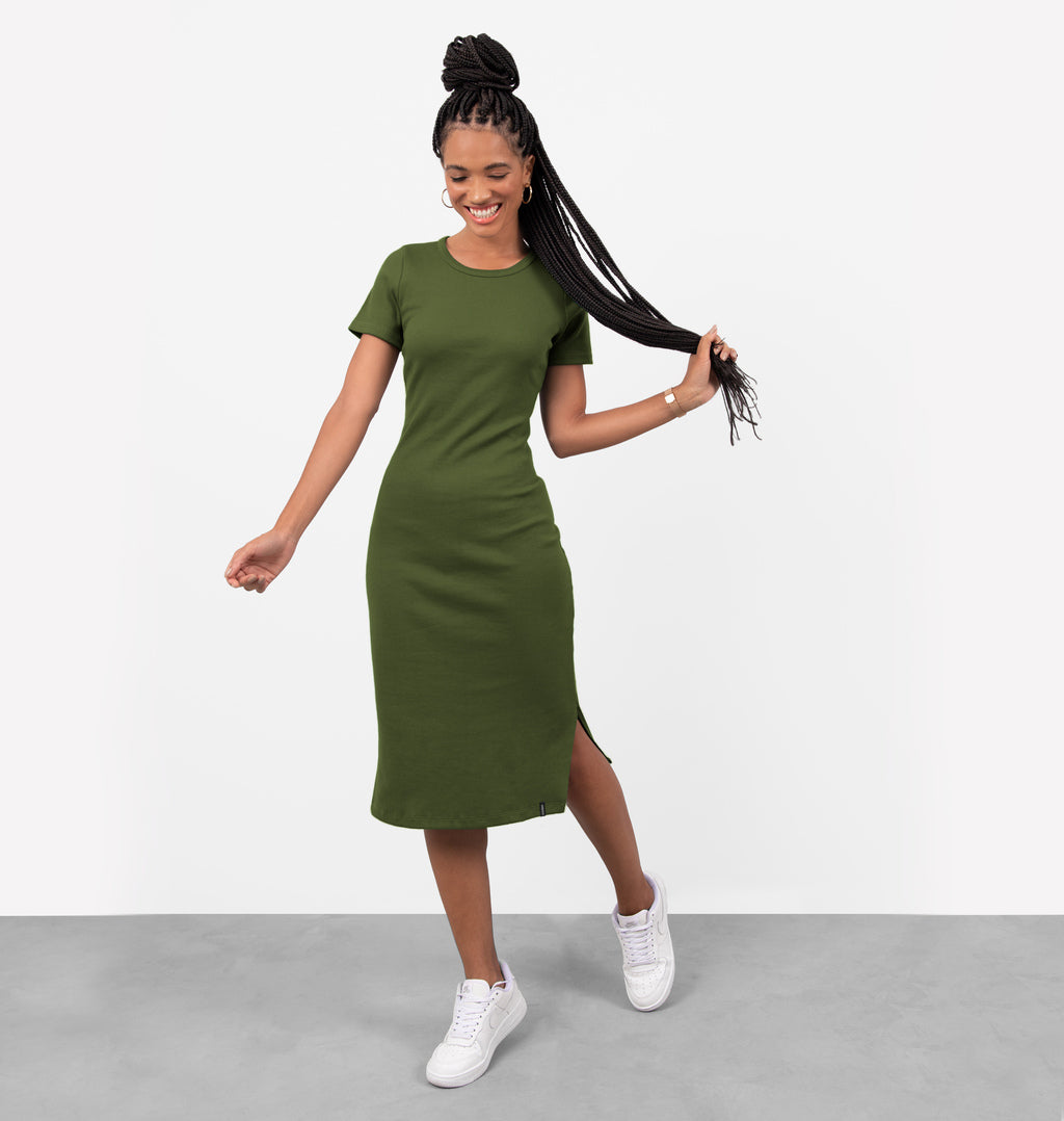 Vestido Midi A Fio Em Ribana