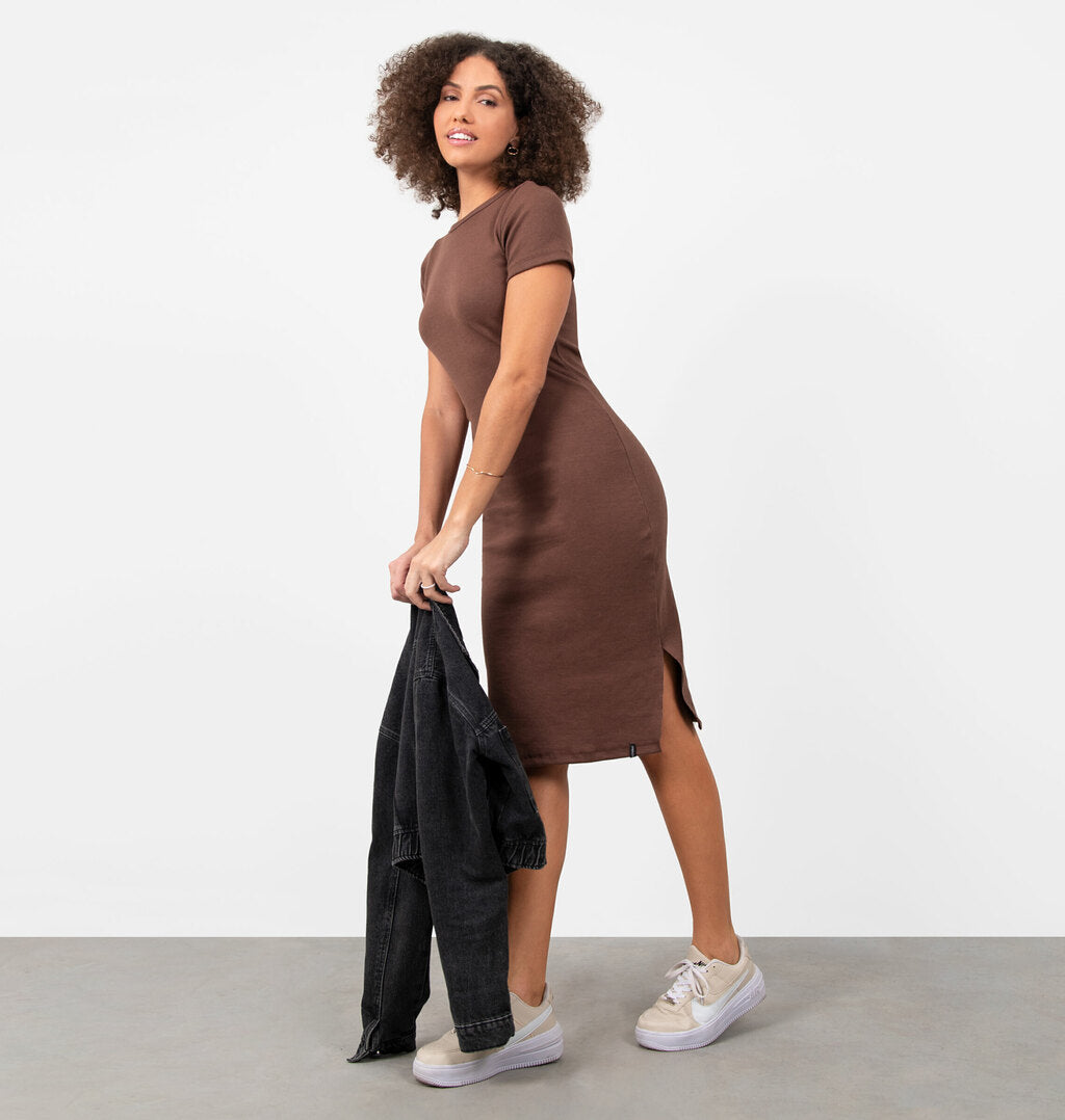 Vestido Midi A Fio Em Ribana
