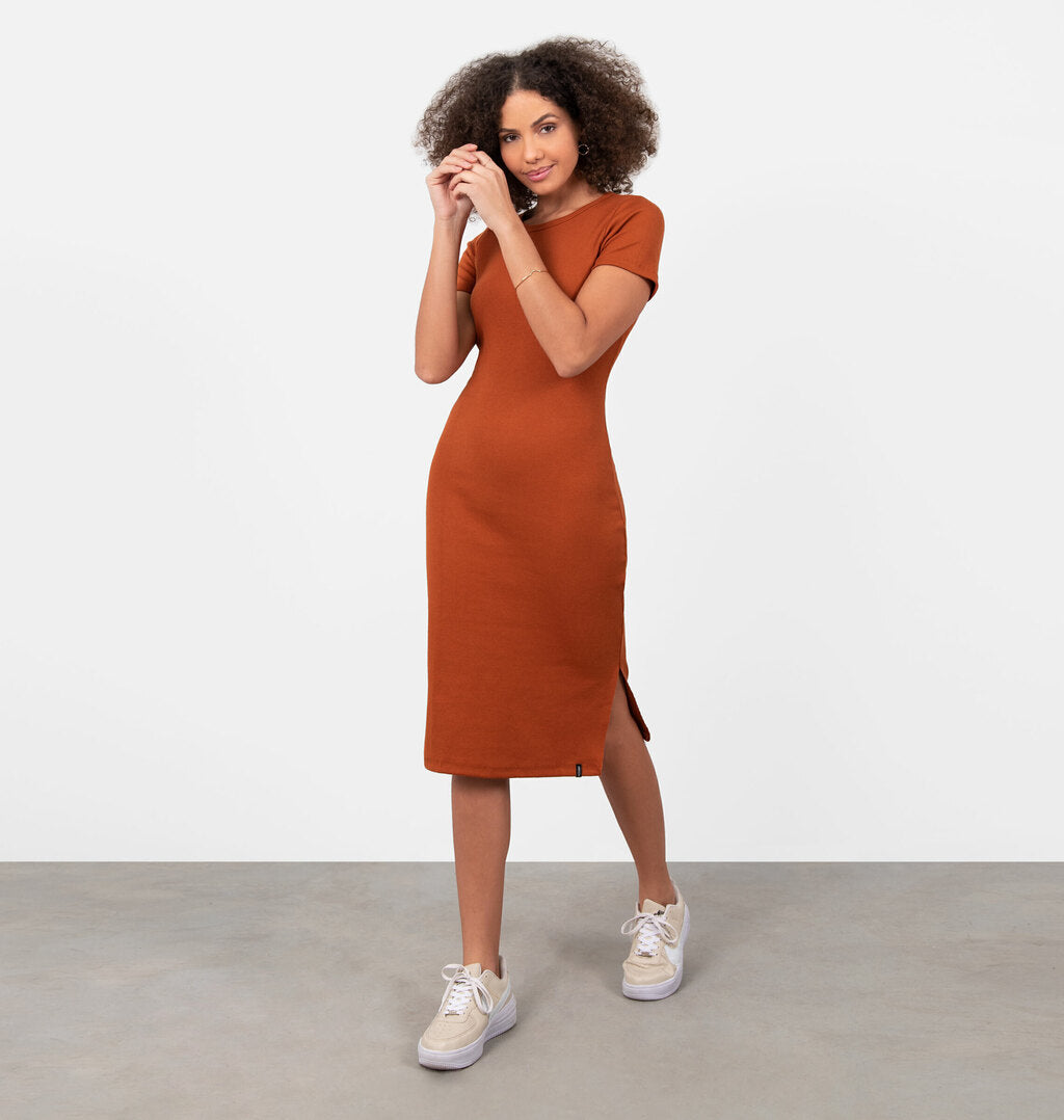 Vestido Midi A Fio Em Ribana