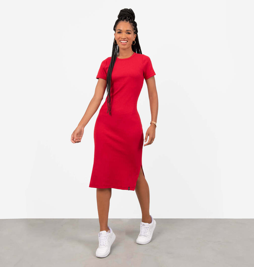 Vestido Midi A Fio Em Ribana